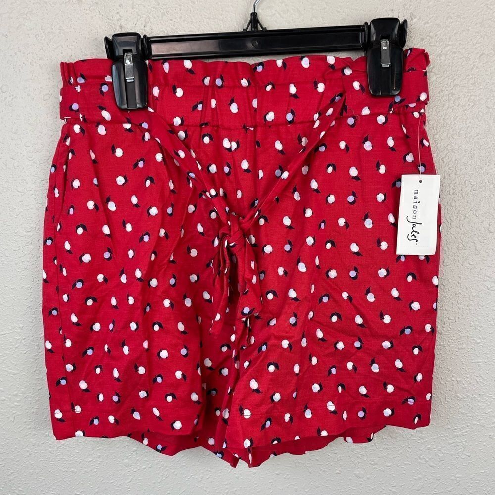 NWT Maison Jules Red Baby Peach Shorts Size M